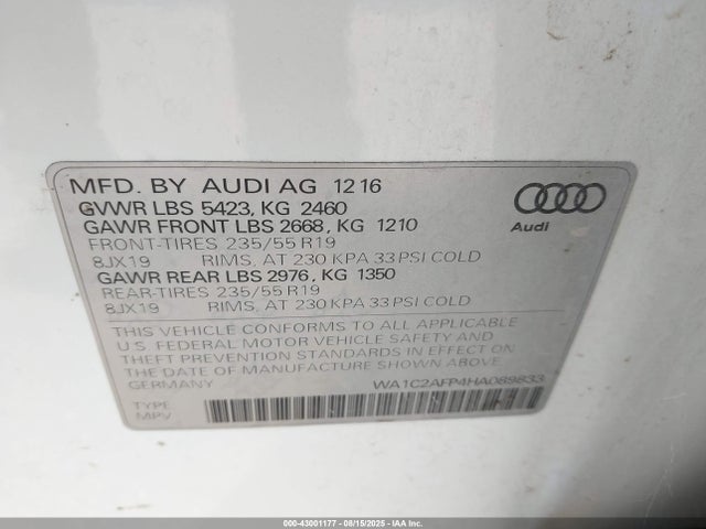 2017 AUDI Q5 WA1C2AFP4HA089833 Photo 8