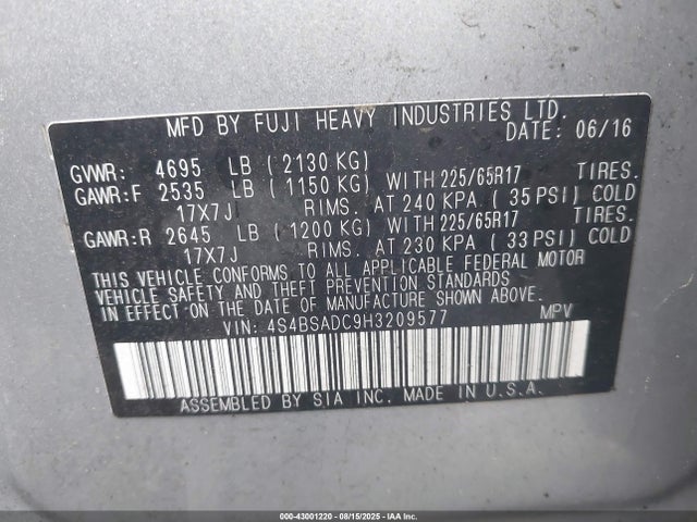 Subaru u5 2017 4S4BSADC9H3209577 Image 9