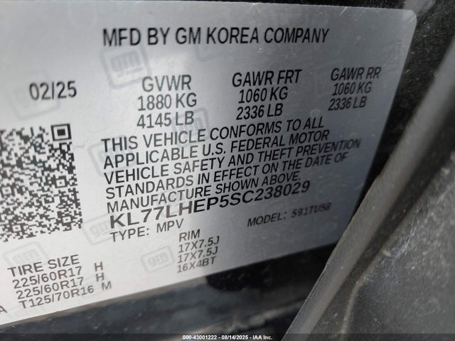 KL77LHEP5SC238029 Chevrolet lbp