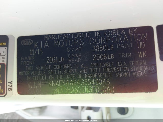 KNAFK4A64G5549046 KIA mpi nu