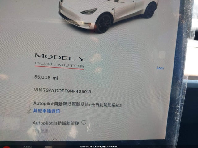 2022 TESLA MODEL Y 7SAYGDEF9NF405918 Photo 6