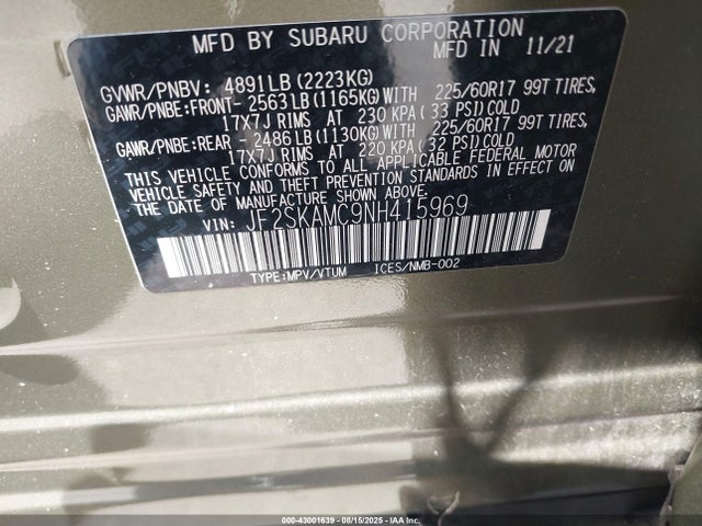 JF2SKAMC9NH415969 Subaru na u5