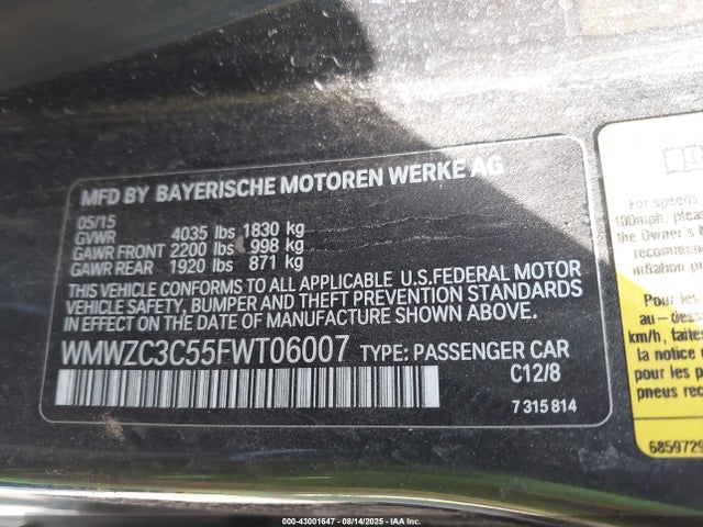 WMWZC3C55FWT06007 Mini 2015