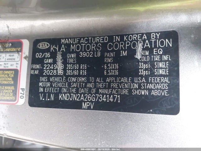 KNDJN2A26G7341471 KIA gdi gamma