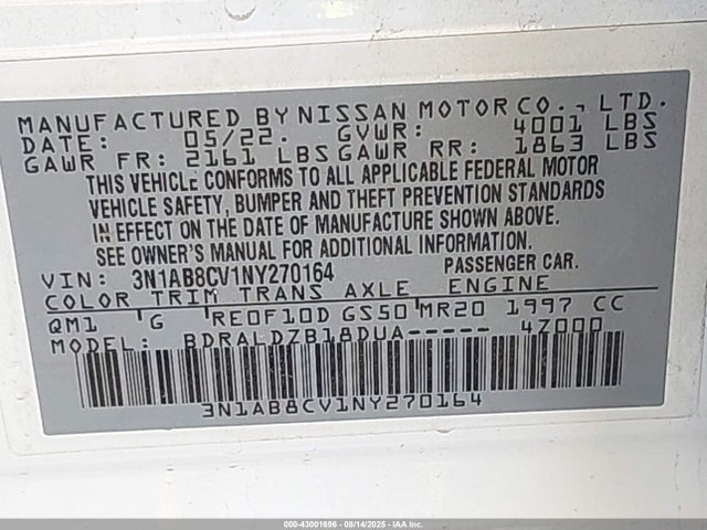 3N1AB8CV1NY270164 Nissan 2022