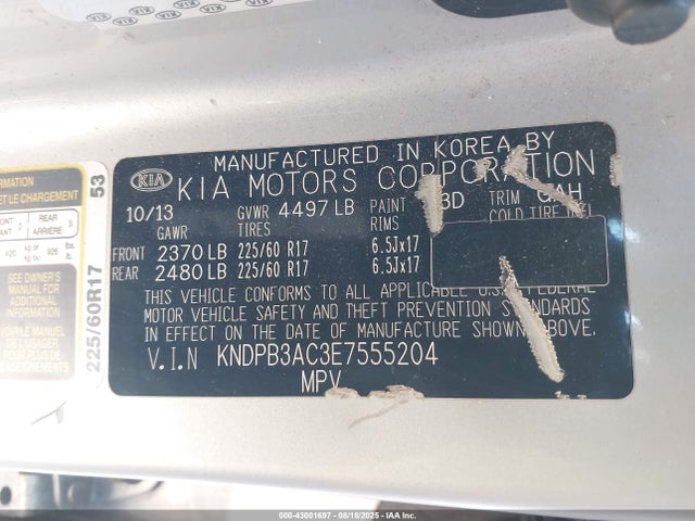 KIA dohc gdi theta ii 2014 KNDPB3AC3E7555204 Image 9
