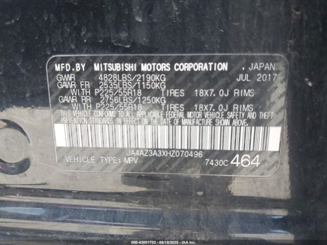 2017 MITSUBISHI OUTLANDER JA4AZ3A3XHZ070496 Photo 8