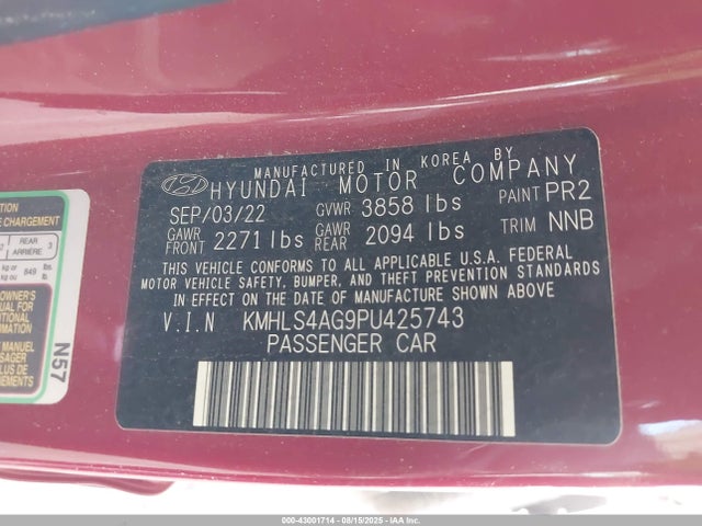 KMHLS4AG9PU425743 Hyundai mpi nu pe