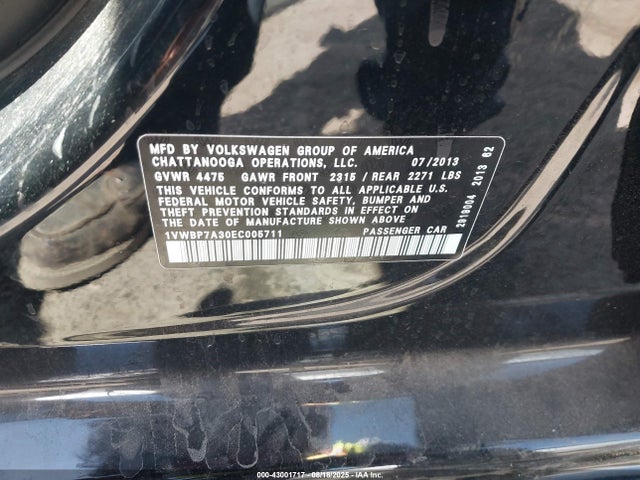 Volkswagen Passat 2014 1VWBP7A30EC005711 Image 9
