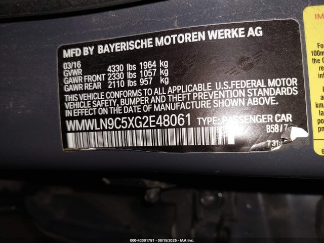 WMWLN9C5XG2E48061 Mini Clubman