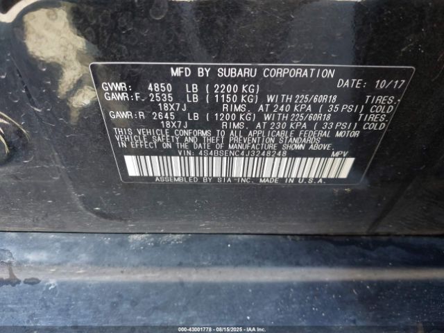 2018 SUBARU OUTBACK 4S4BSENC4J3248248 Photo 8