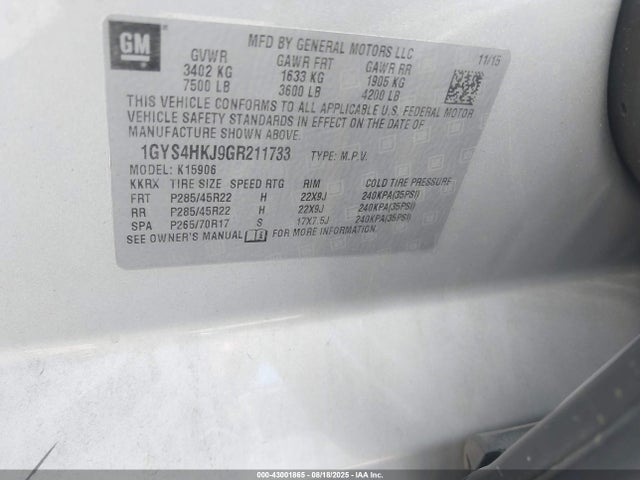 2016 CADILLAC ESCALADE ESV 1GYS4HKJ9GR211733 Photo 8