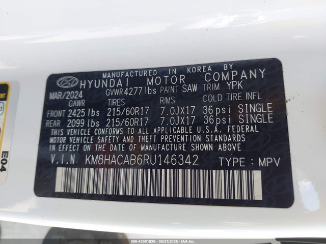 KM8HACAB6RU146342 Hyundai mpi nu pe