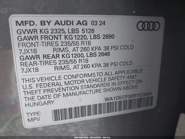 2024 AUDI Q3 WA1DECF30R1123434 Photo 8