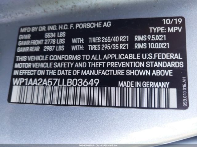 2020 PORSCHE MACAN WP1AA2A57LLB03649 Photo 8