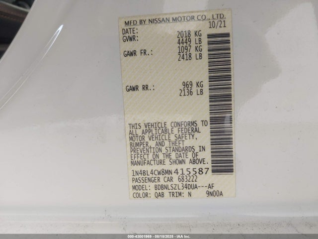 Nissan Altima 2021 1N4BL4CW8MN415587 Image 9