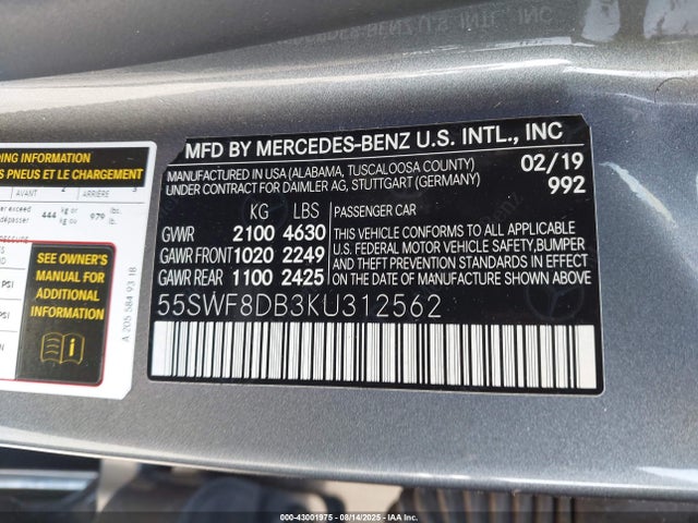 55SWF8DB3KU312562 Mercedes-Benz m264