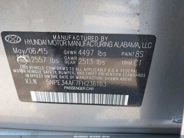 5NPE34AF7FH236163 Hyundai dohc gdi theta-ii