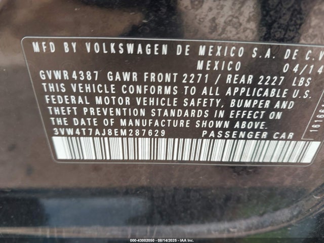 3VW4T7AJ8EM287629 Volkswagen Jetta