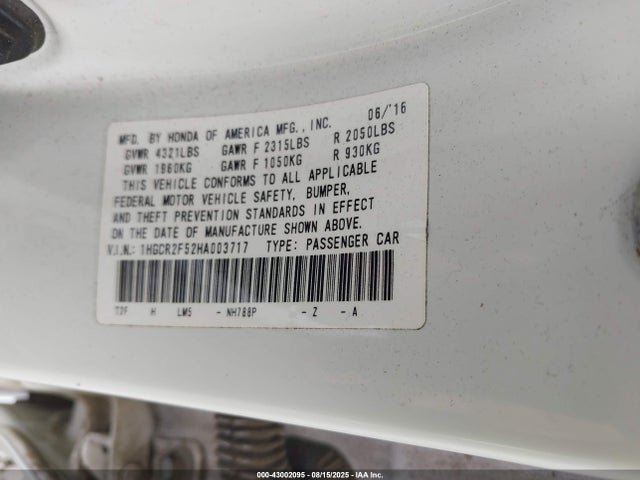 1HGCR2F52HA003717 Honda k24w1