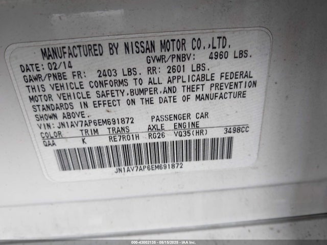 JN1AV7AP6EM691872 Infiniti Q50