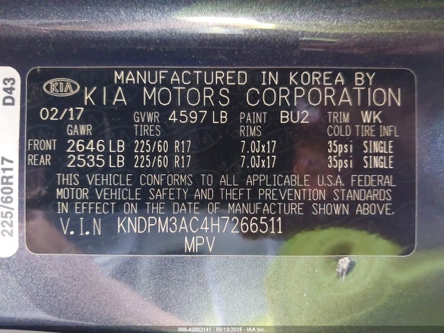 KIA gdi theta ii 2017 KNDPM3AC4H7266511 Image 9