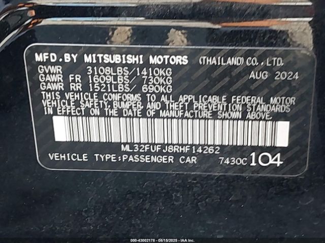 2024 MITSUBISHI MIRAGE G4 ML32FUFJ8RHF14262 Photo 8