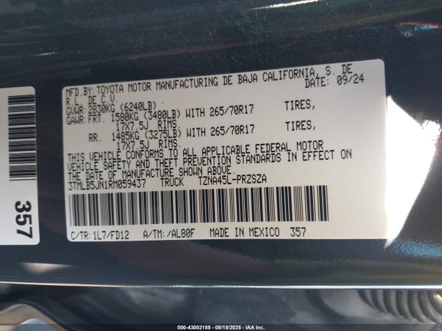 Toyota t24a-fts 2024 3TMLB5JN1RM059437 Image 9