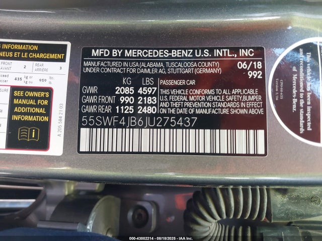 55SWF4JB6JU275437 Mercedes-Benz m274