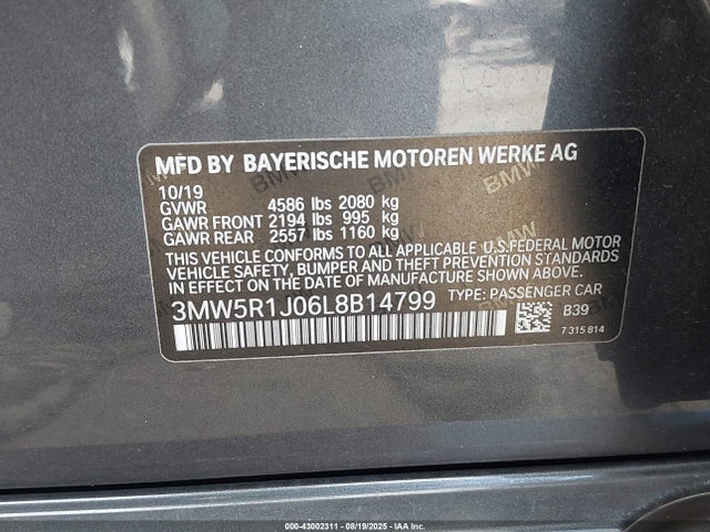 3MW5R1J06L8B14799 BMW 330I