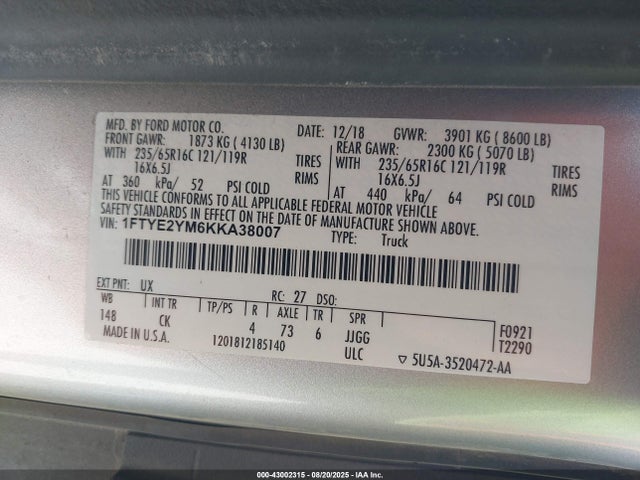Ford 2019 2019 1FTYE2YM6KKA38007 Image 9