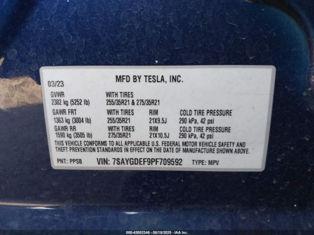 2023 TESLA MODEL Y 7SAYGDEF9PF709592 Photo 8