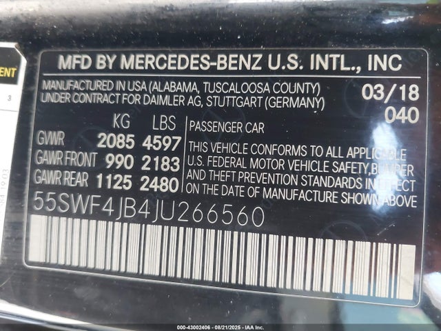55SWF4JB4JU266560 Mercedes-Benz m274