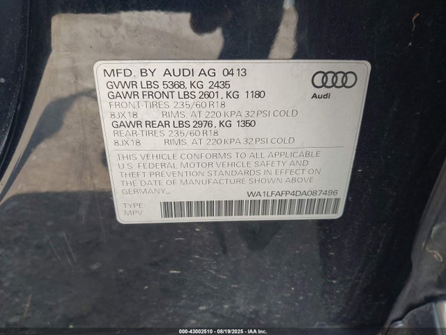 2013 AUDI Q5 WA1LFAFP4DA087496 Photo 8