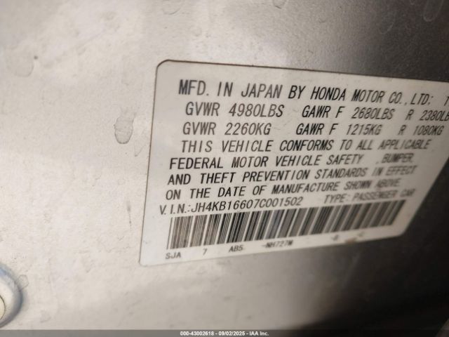 2007 ACURA RL JH4KB16607C001502 Photo 8