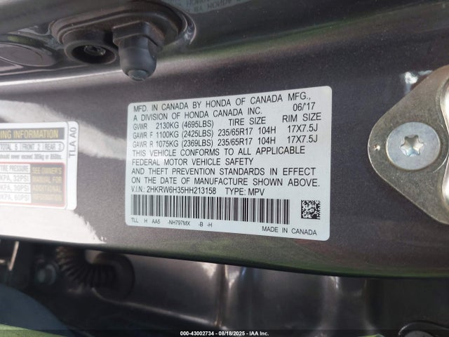 2HKRW6H35HH213158 Honda k24w9/k24v9