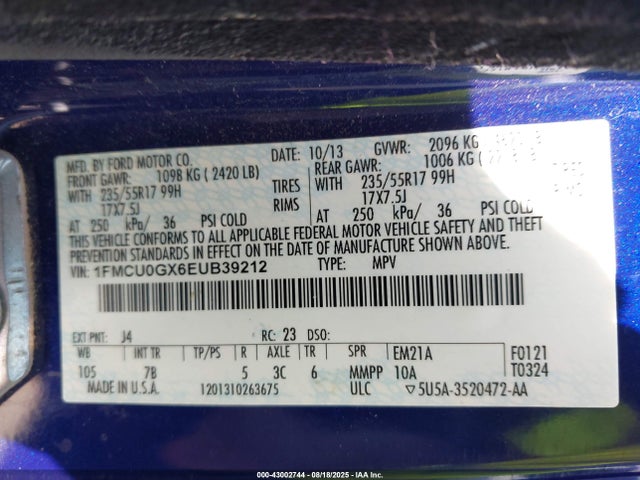 1FMCU0GX6EUB39212 Ford Escape