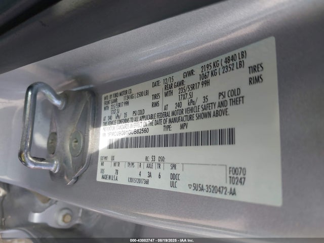 1FMCU9G91GUB82560 Ford 2016