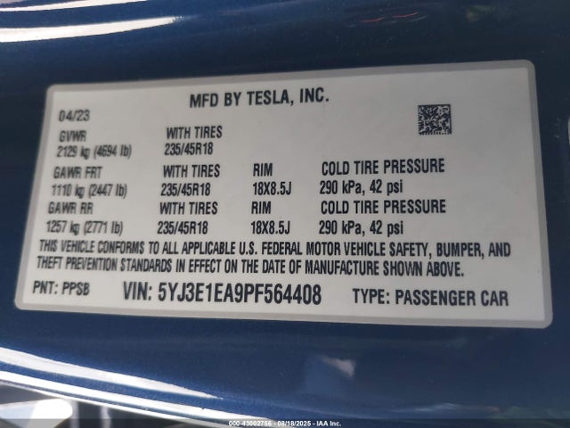 2023 TESLA MODEL 3 5YJ3E1EA9PF564408 Photo 8