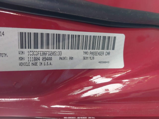 Dodge Dart 2015 1C3CDFEB6FD205133 Image 9