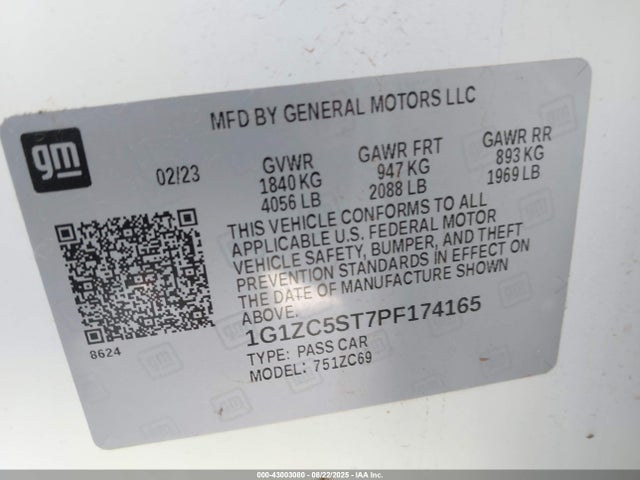Chevrolet lfv 2023 1G1ZC5ST7PF174165 Image 9