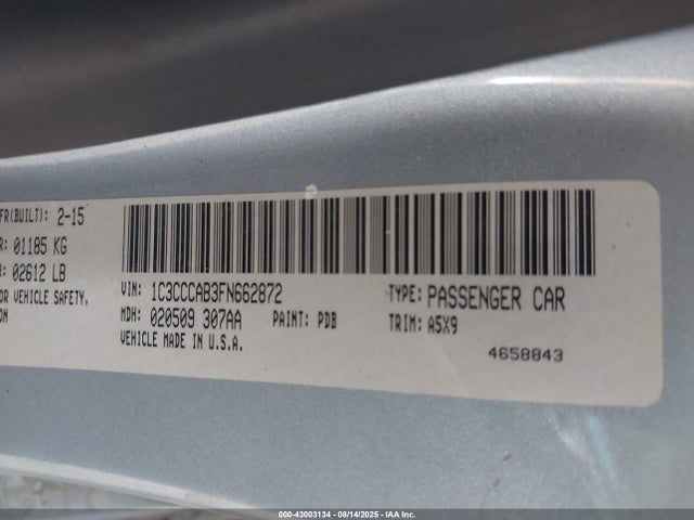 1C3CCCAB3FN662872 Chrysler 200