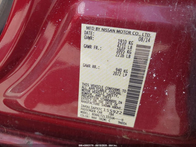 Nissan 2015 2015 1N4AL3APXFC155922 Image 9
