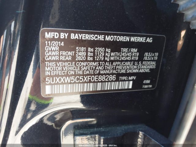 2015 BMW X4 5UXXW5C5XF0E88286 Photo 8