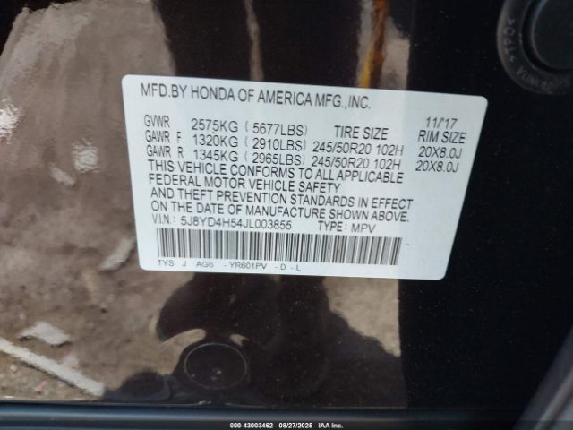 2018 ACURA MDX 5J8YD4H54JL003855 Photo 8