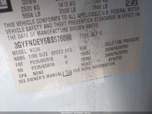 2011 CADILLAC SRX 3GYFNDEY6BS576098 Photo 8
