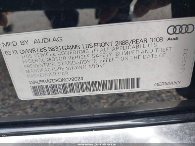 2013 AUDI A8 L WAURGAFD8DN028024 Photo 8