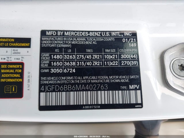Mercedes-Benz m256 2021 4JGFD6BB6MA402763 Image 9