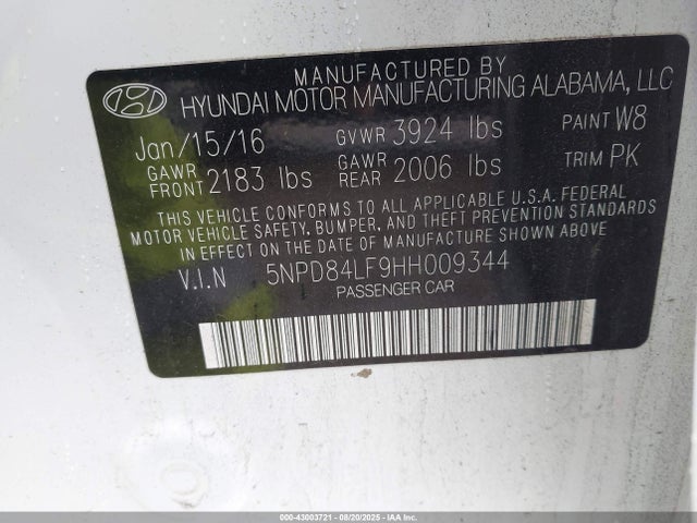 Hyundai 2017 2017 5NPD84LF9HH009344 Image 9