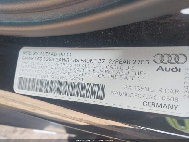 2012 AUDI A6 WAUBGAFC7CN010508 Photo 8